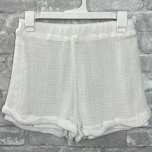 Papermoon White Crochet Knit Shorts